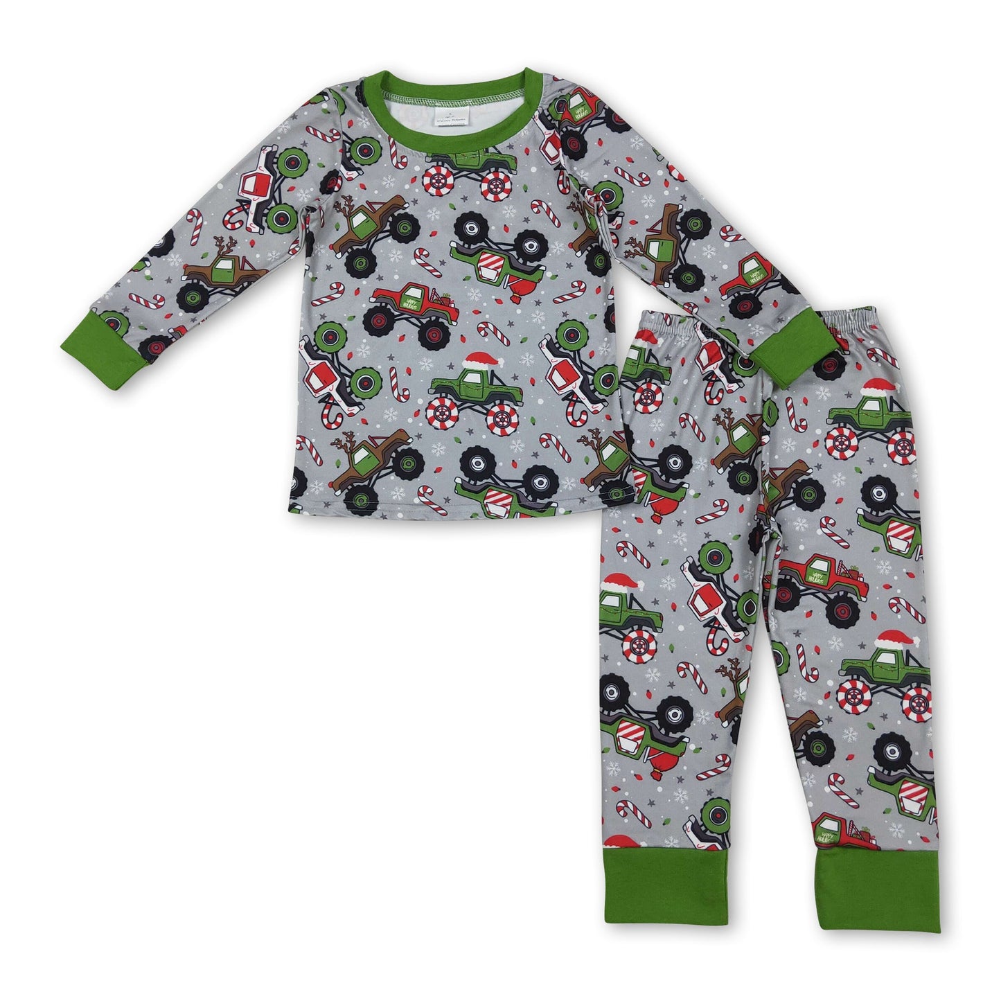 Christmas hat truck candy cane kids boys pajamas