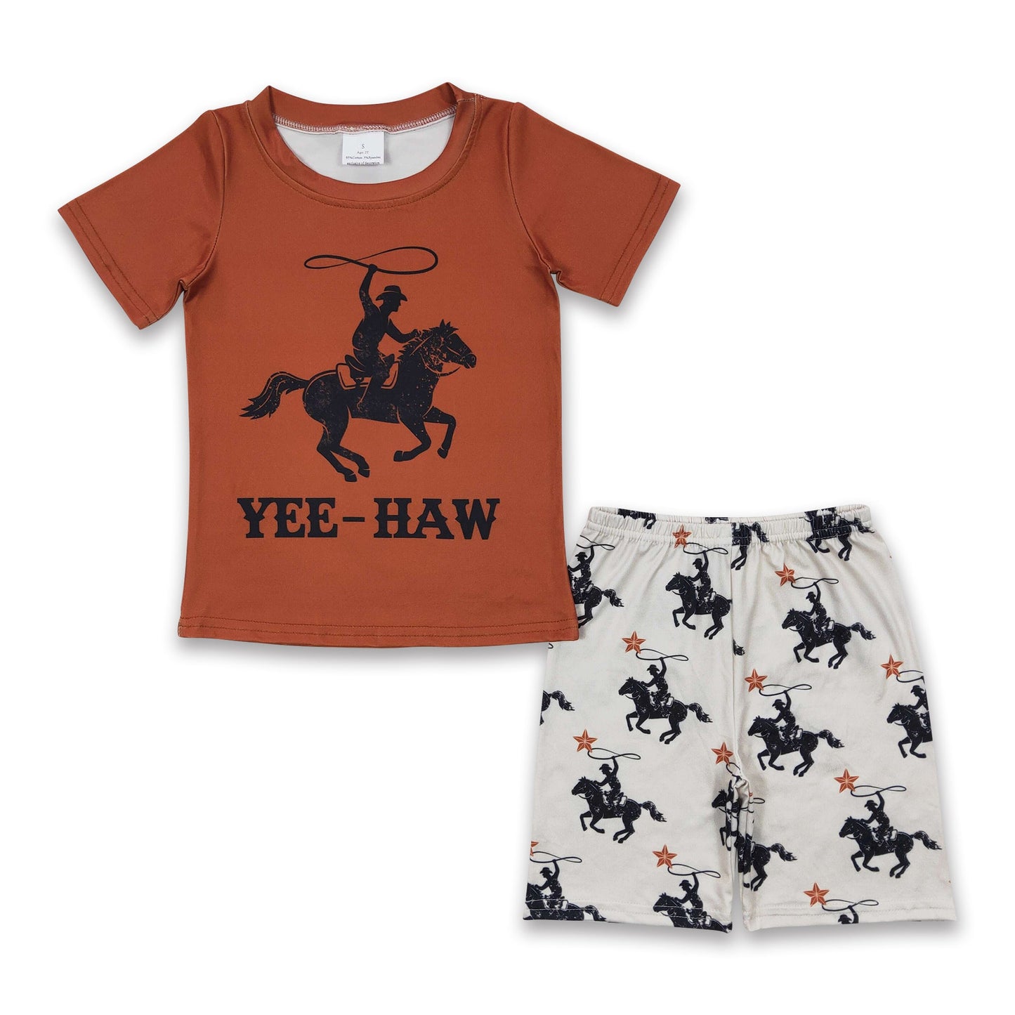 Horse rodeo yeehaw kids boy clothing set