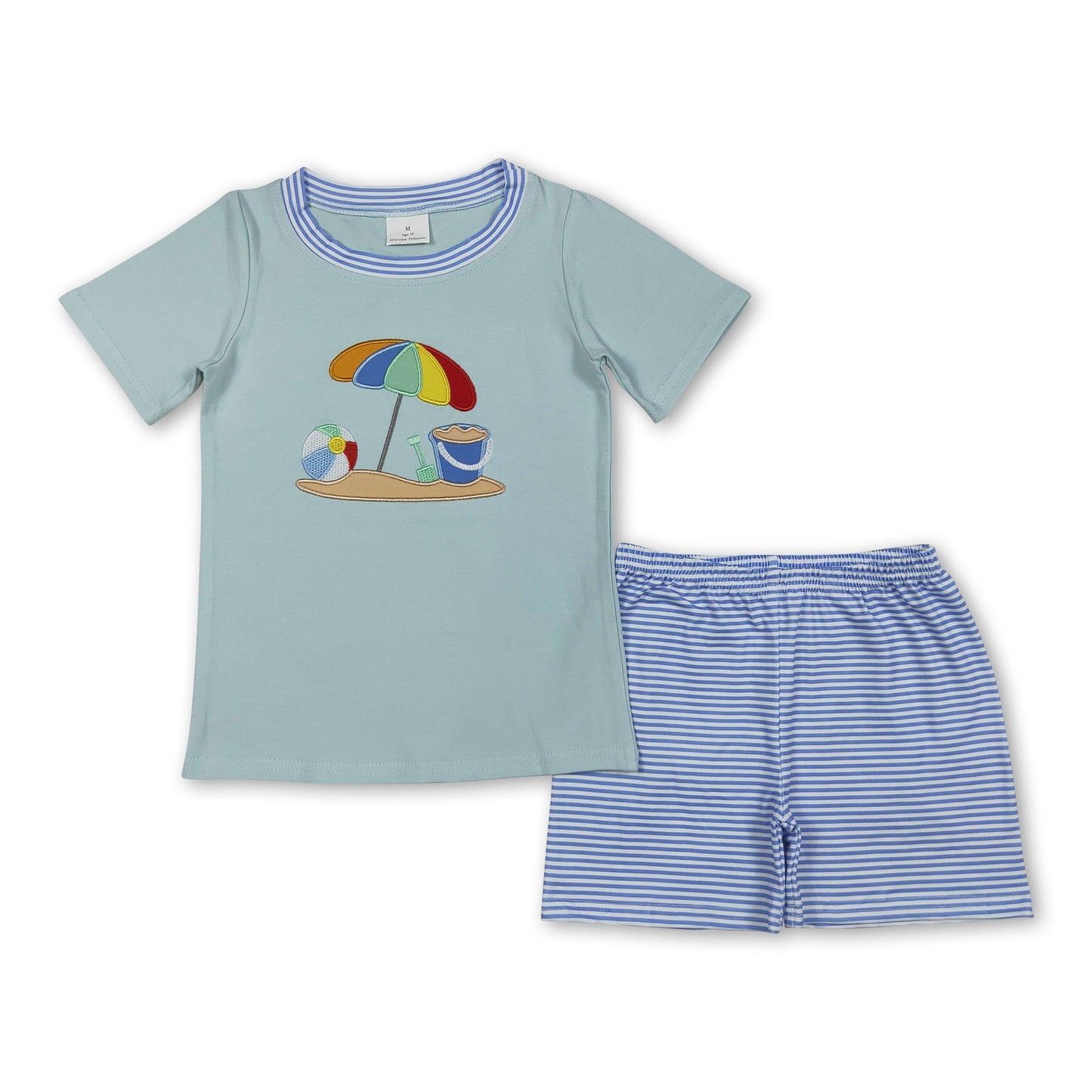 Short sleeves beach ball top stripe shorts boys clothes