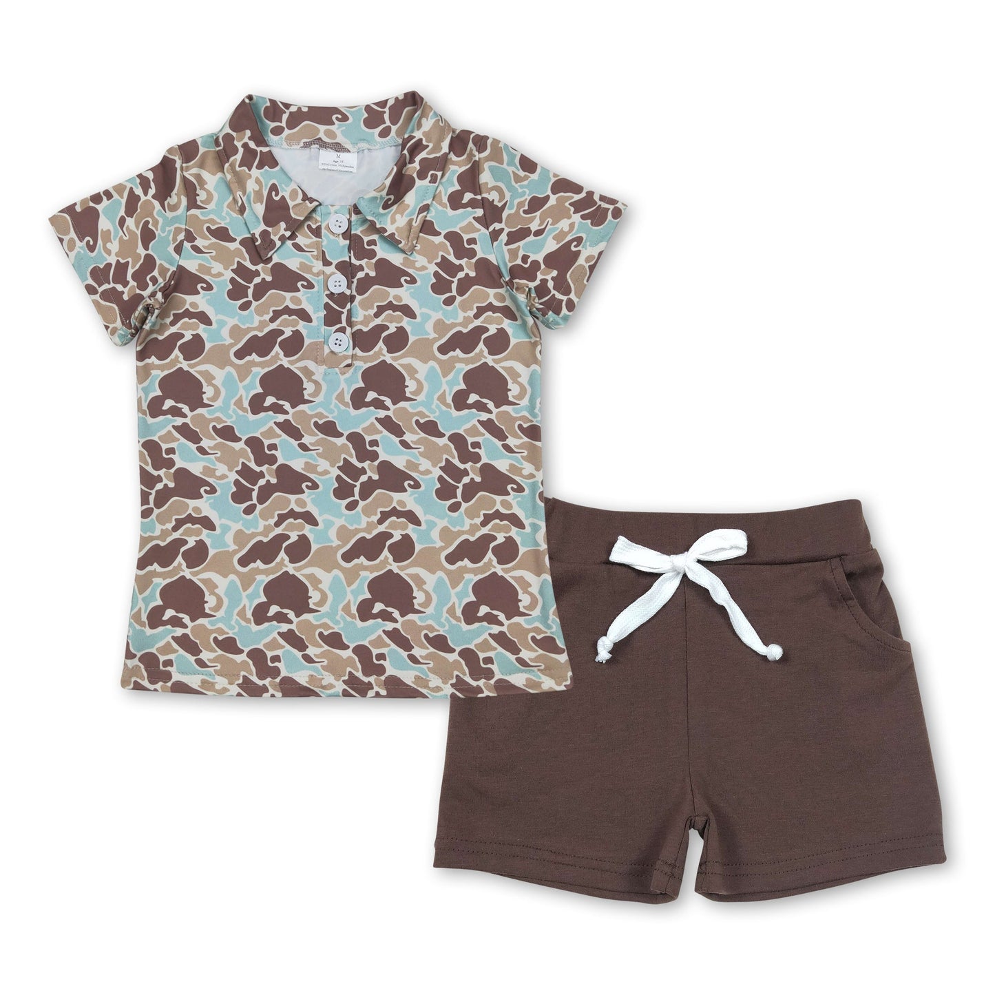 Camo polo shirt brown shorts kids boys clothes
