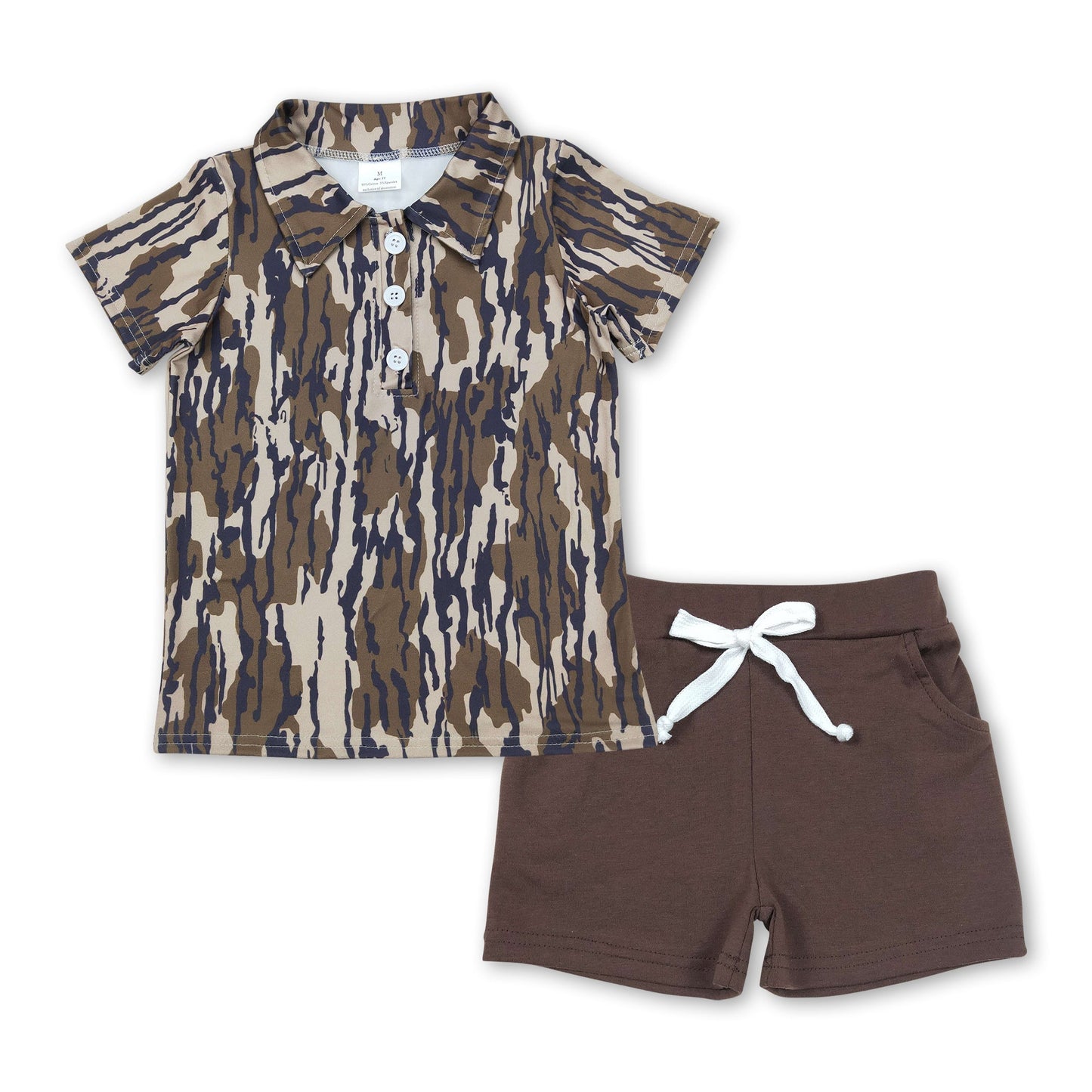 Camo polo shirt brown shorts boys clothes