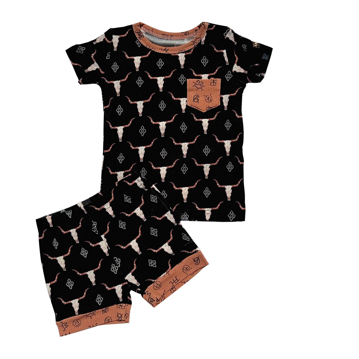 black cattle print kids boys summer clothes