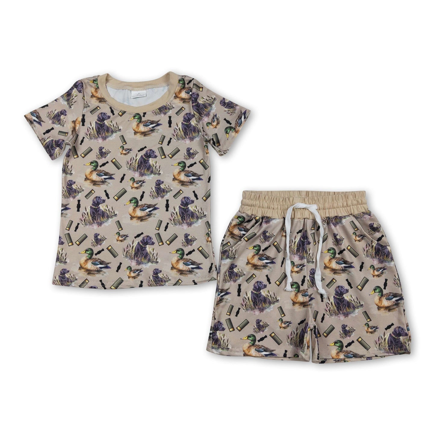 Short sleeves duck call top shorts kids boys outfits
