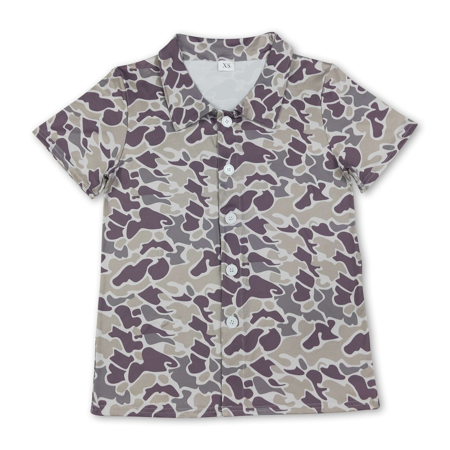 Short sleeves camo adult men button down top