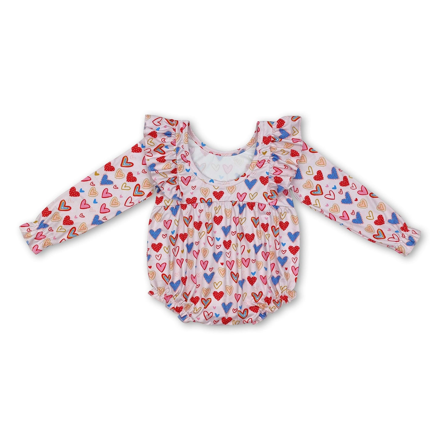 Long sleeves heart baby girls valentine's day romper