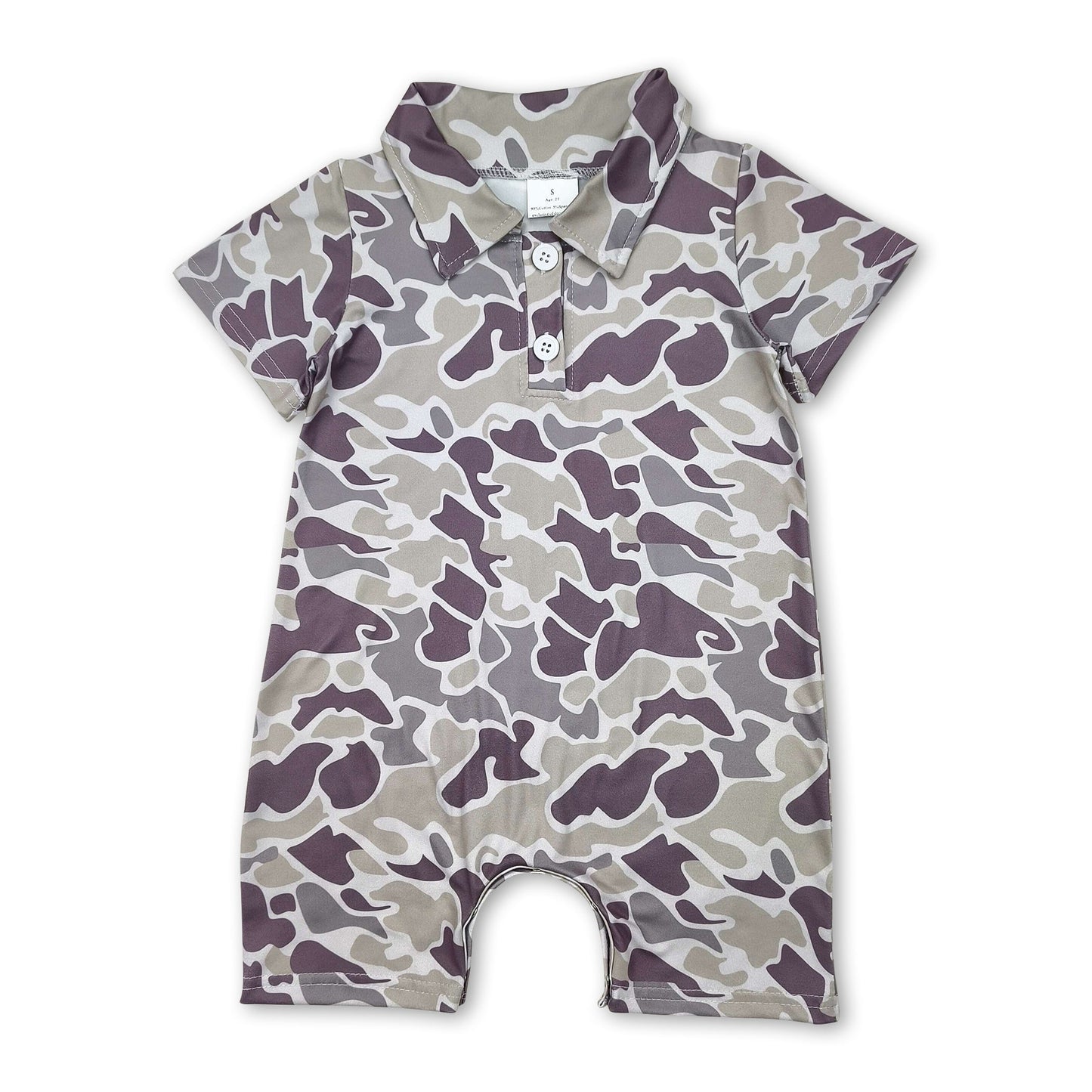 Short sleeves camo baby boys polo romper