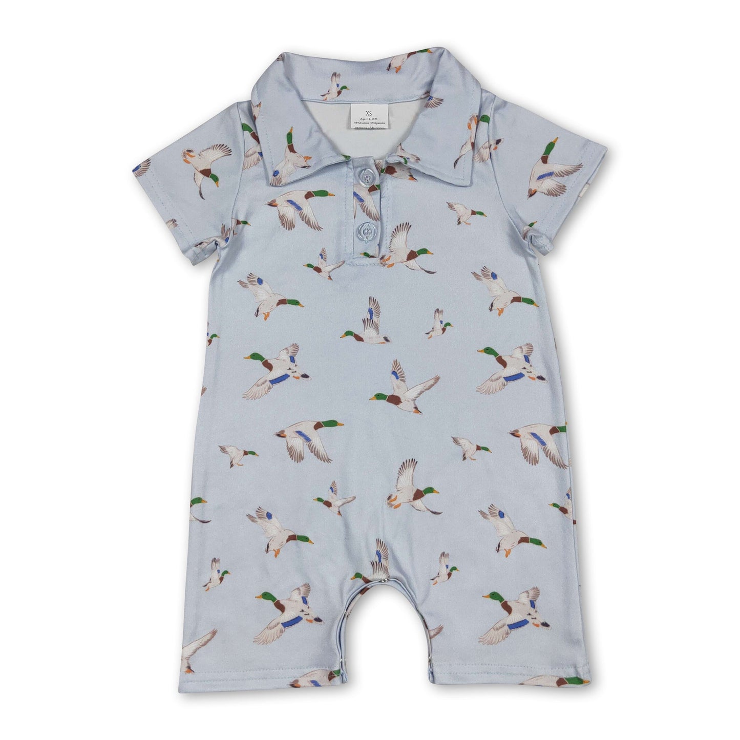 Short sleeves duck baby boy summer polo romper