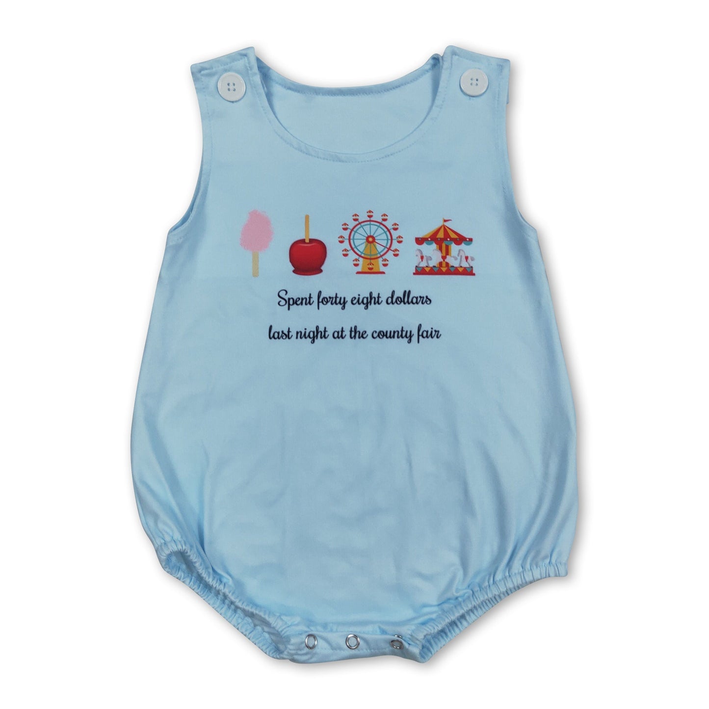 Light blue sleeveless ferris wheel baby boy summer romper