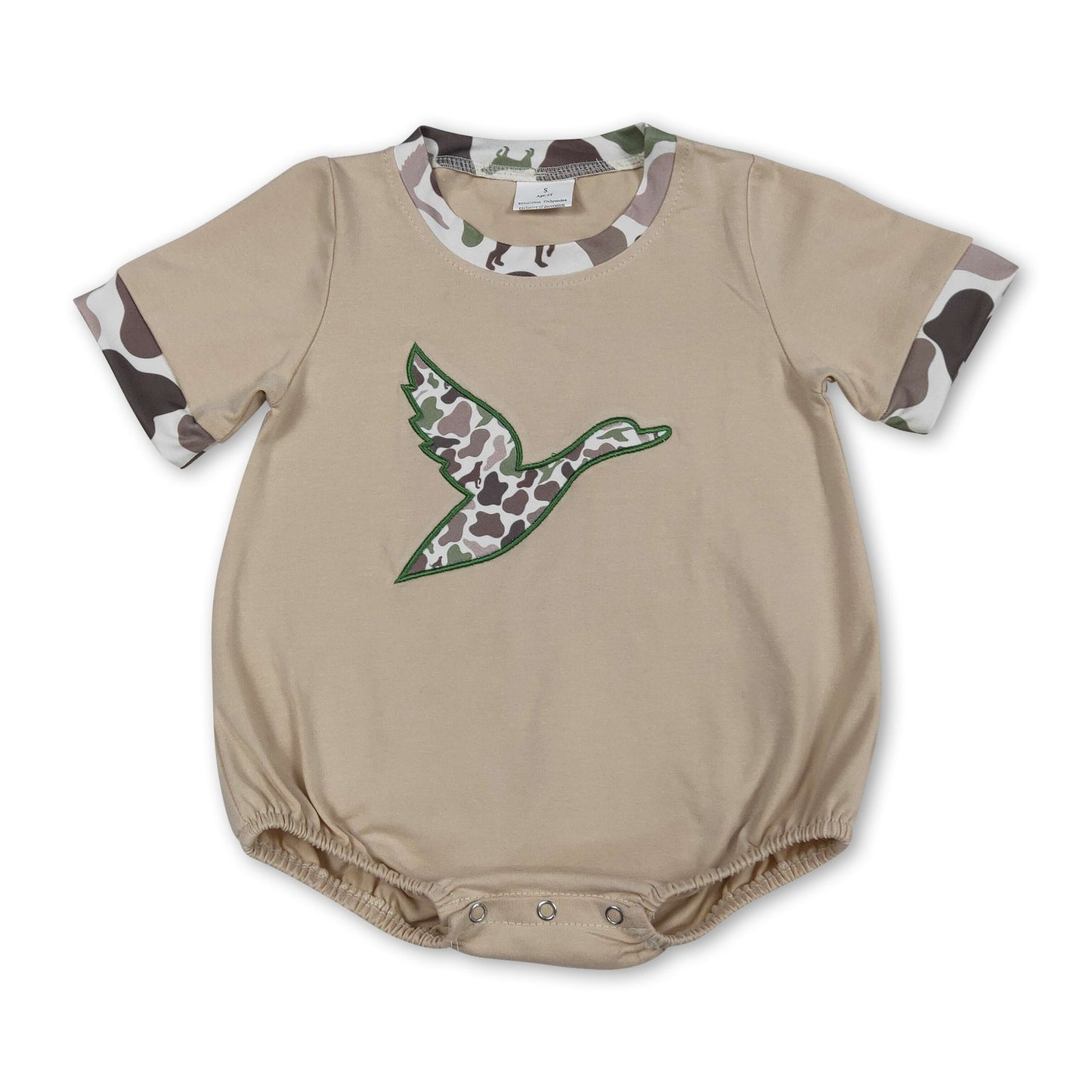 Short sleeves camo duck baby boy summer romper