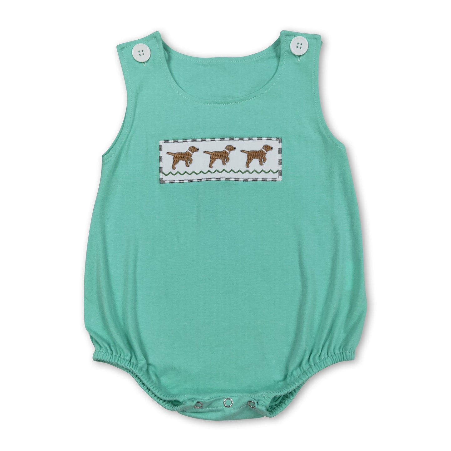 Sleeveless cotton dog embroidery baby boy romper