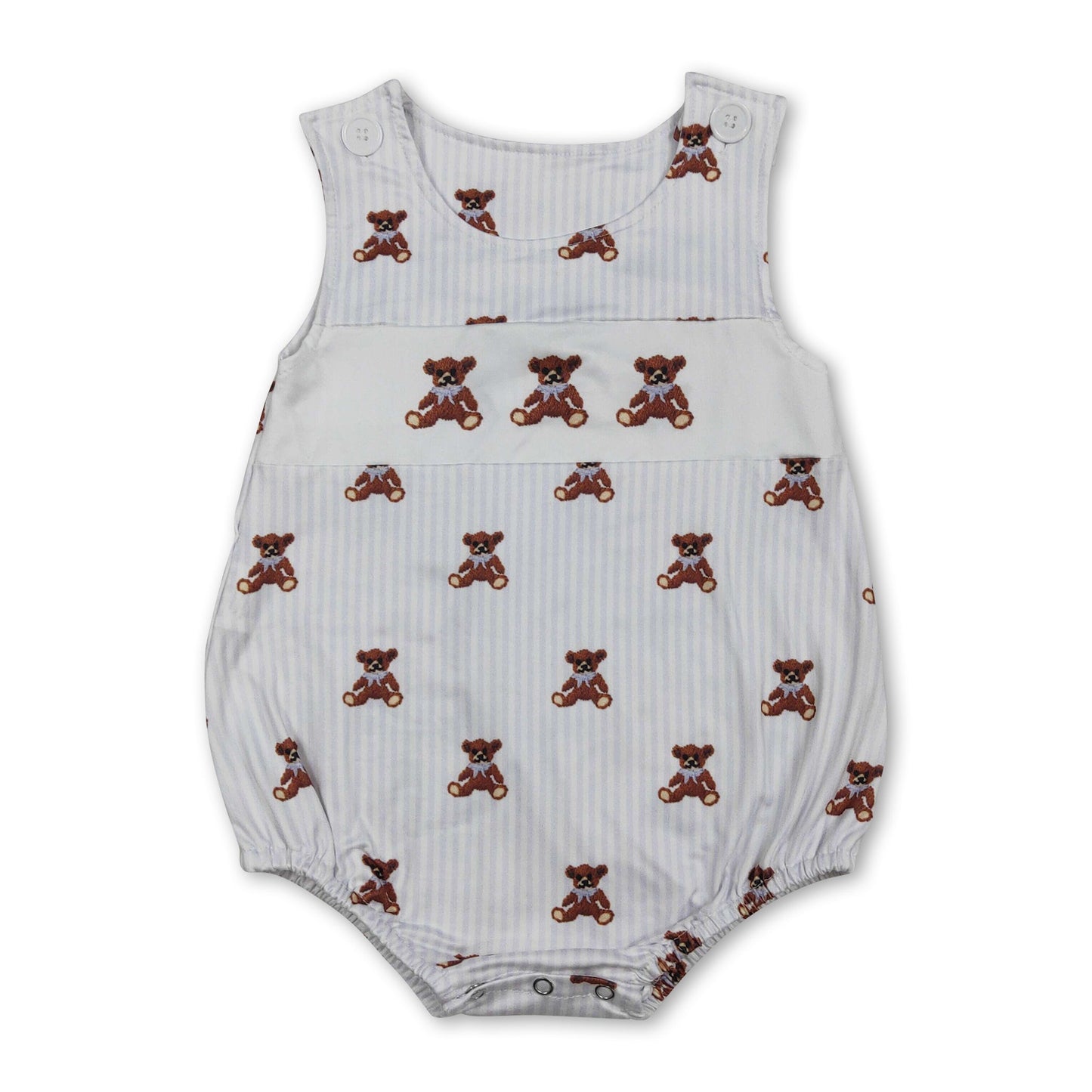 Sleeveless stripe bear baby boy summer romper