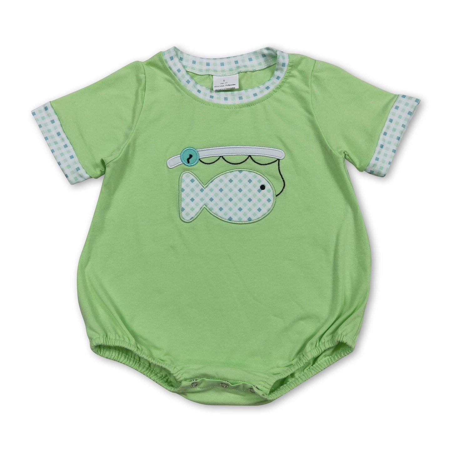 Short sleeves fishing embroidery baby boy summer romper