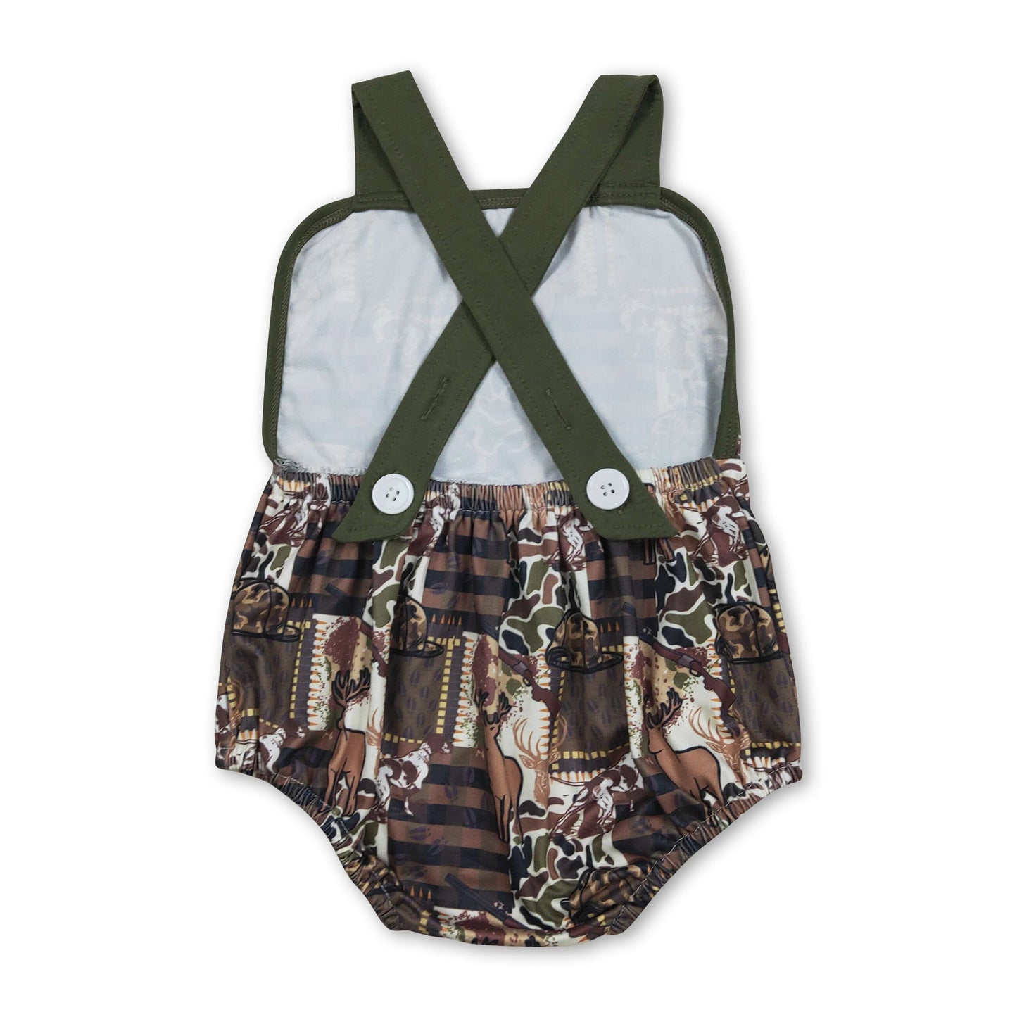 Straps deer stripe camo baby boy summer romper
