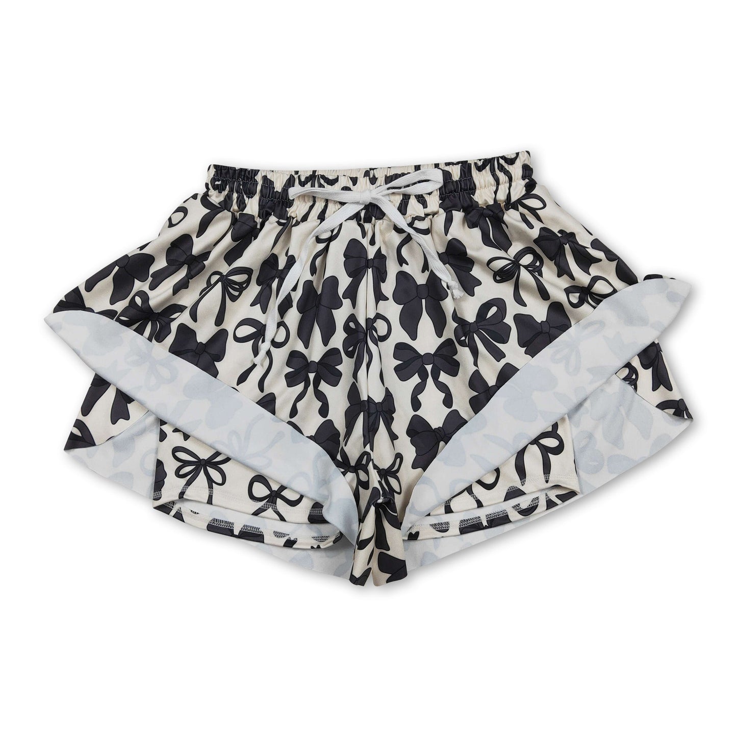 Black bows adult women summer active shorts