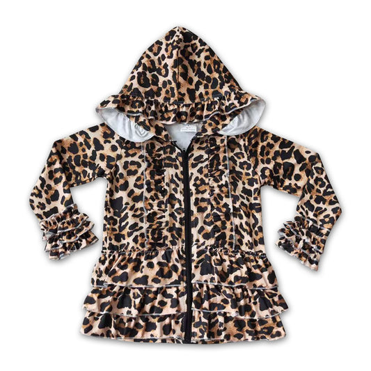 Girl Leopard Hoodie Cardigan
