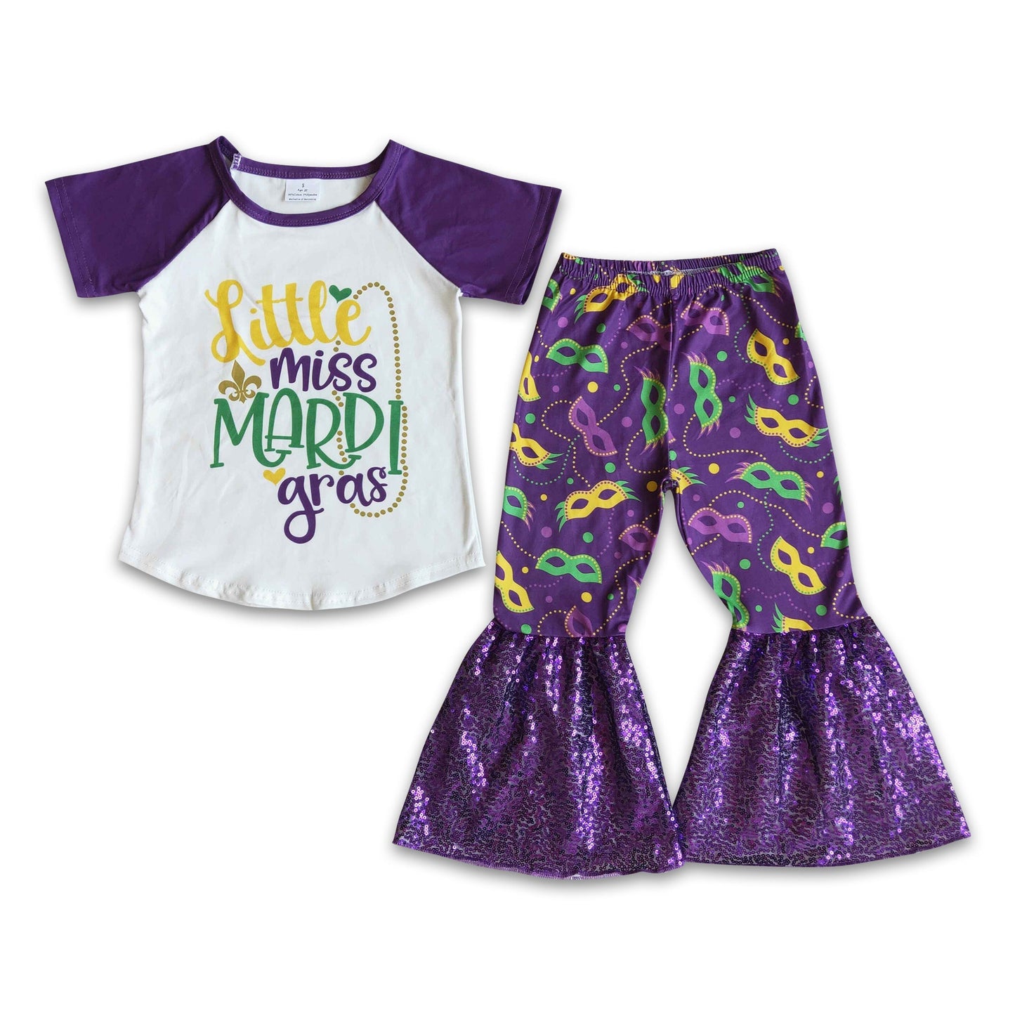Little miss mardi gras sequin bell bottom pants girls boutique clothing