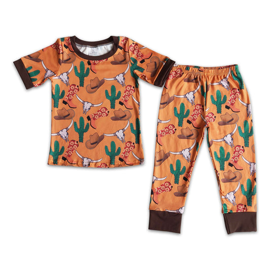 Short sleeve cactus boots boy boutique pajamas