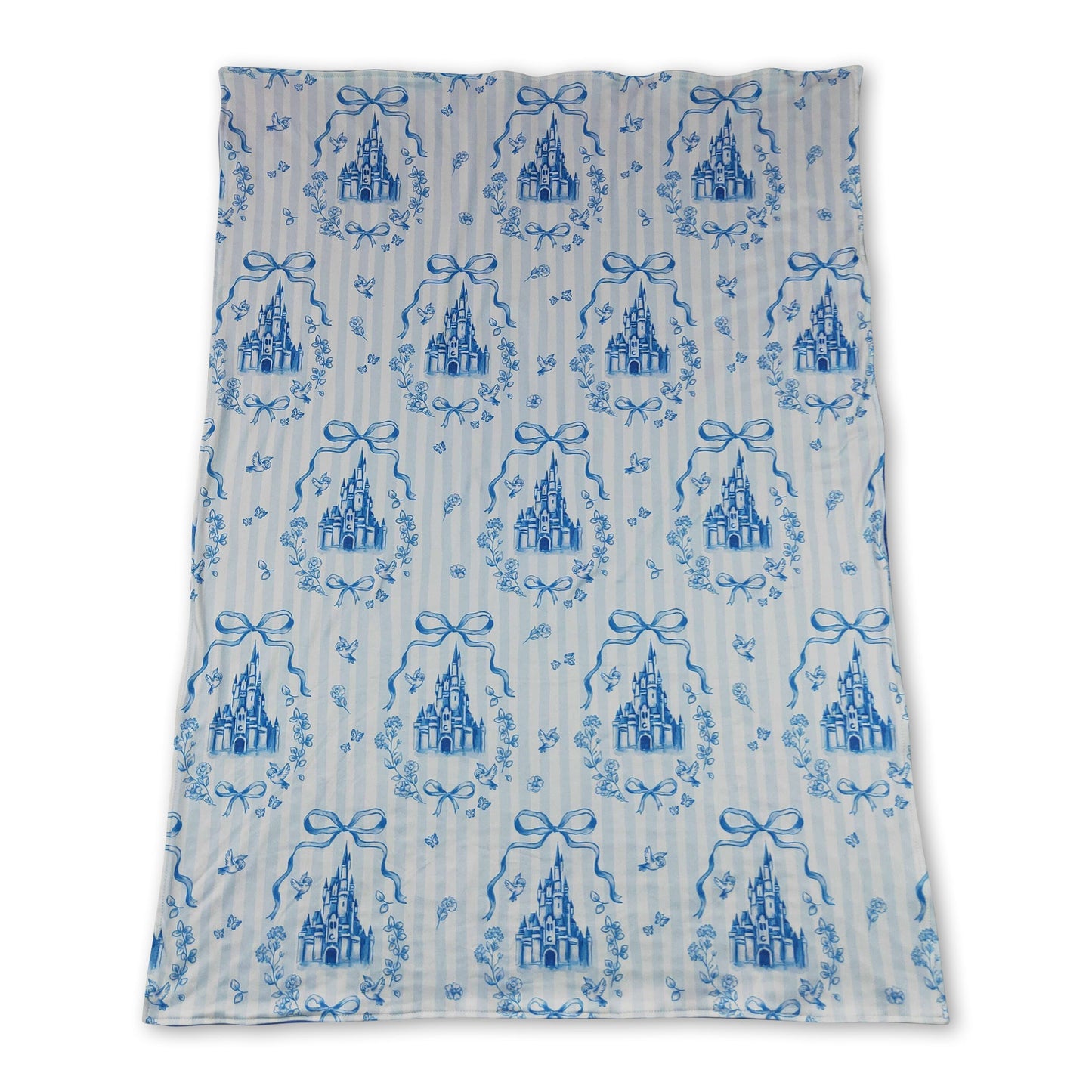 Blue stripe castle bow baby girls blankets
