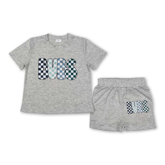 Grey short sleeves plaid bubs kids boys clothes