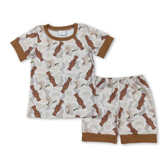 Short sleeves duck call camo kids boys pajamas
