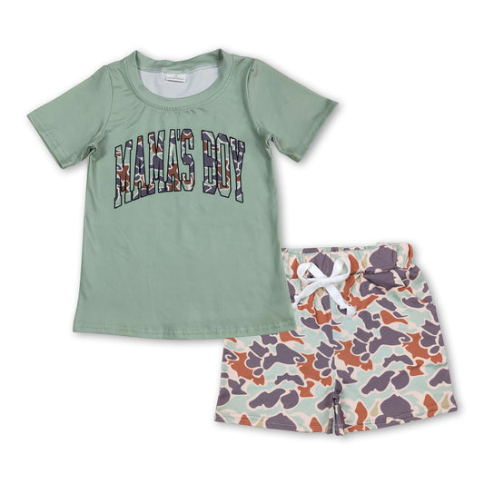 Short sleeves mint mama's boy top camo shorts kids outfits