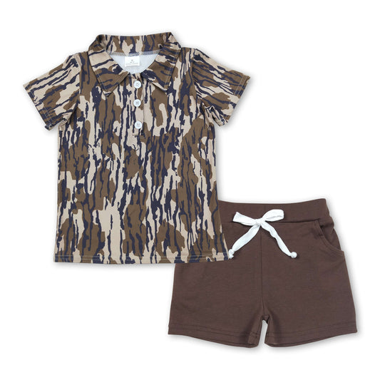 Camo polo shirt brown shorts boys clothes