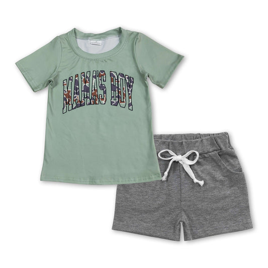 Short sleeves camo mama's boy top grey shorts clothes