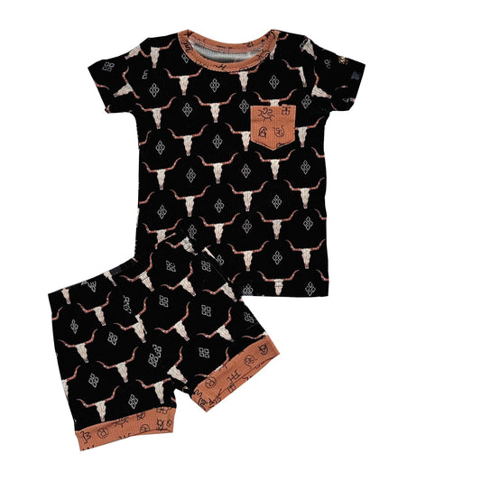 black cattle print kids boys summer clothes