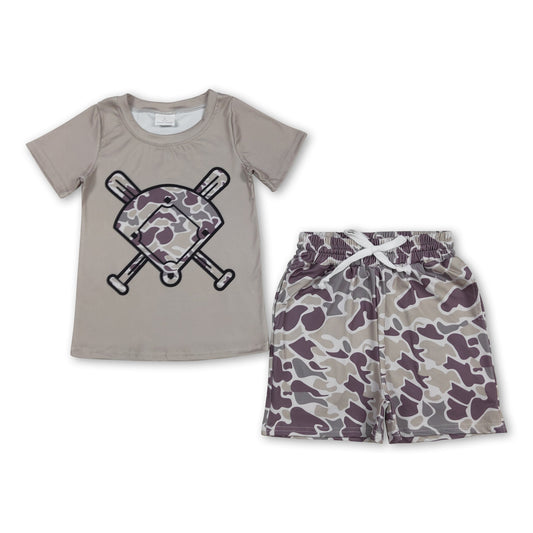 Short sleeves camo golf top shorts kids boys outfits