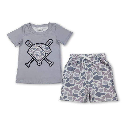Short sleeves grey camo golf top shorts toddler boys outfits