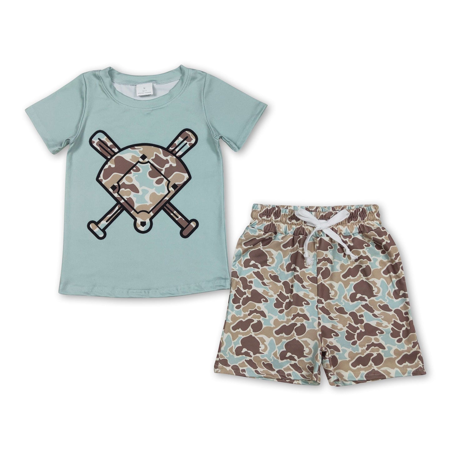 Short sleeves mint camo golf top shorts toddler boys outfits