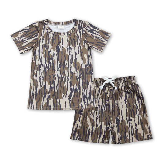 Olive camo short sleeves top shorts kids boys outfits