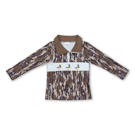 Camo duck kids boys Christmas zip pullover