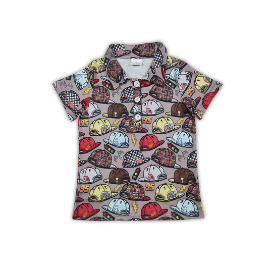 Short sleeves car cap kids boys summer polo shirt