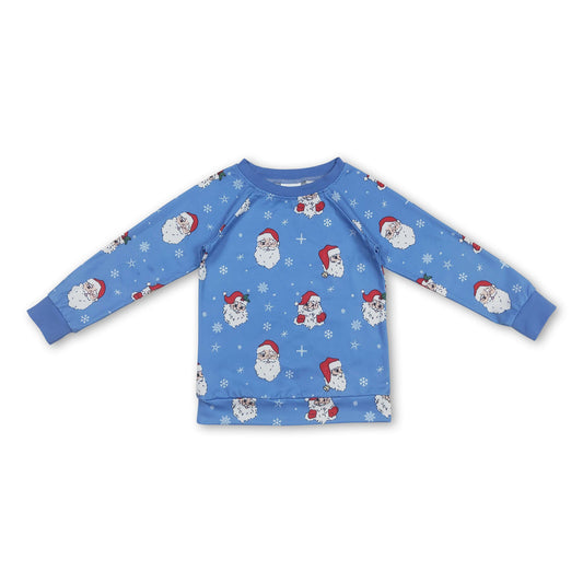 Blue long sleeves santa baby kids Christmas shirt