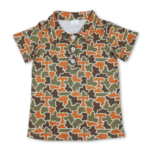 Short sleeves camo T kids boys team polo shirt