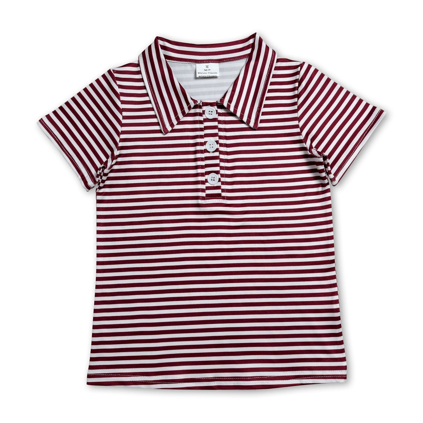 Short sleeves maroon stripe kids boys team polo shirt