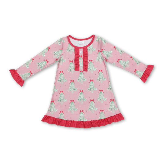 Hot pink ruffle Christmas nightgown kids girls dresses