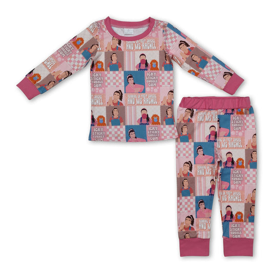 Pink long sleeves teacher bubble baby girls pajamas