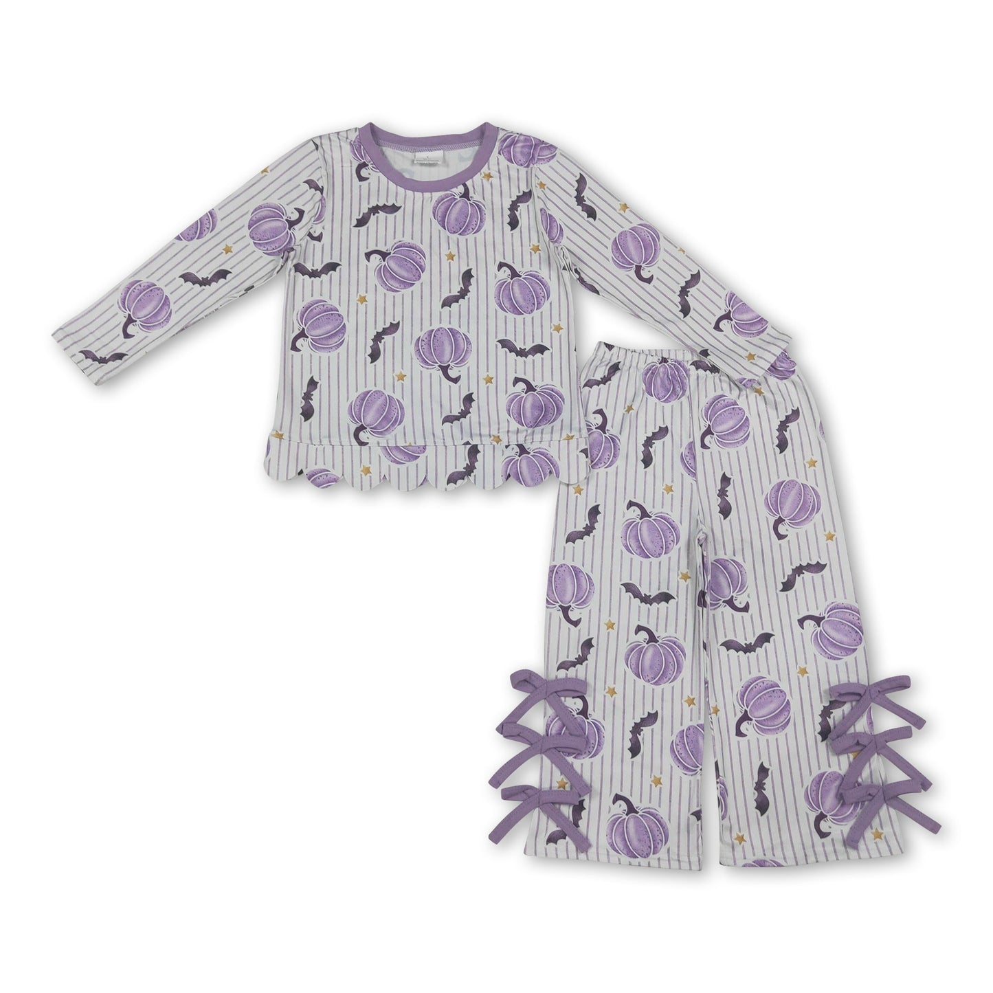 Pumpkin bat stripe top pants girls Halloween outfits