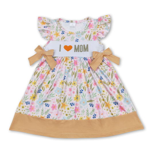 I love MOM bows floral baby girls dresses