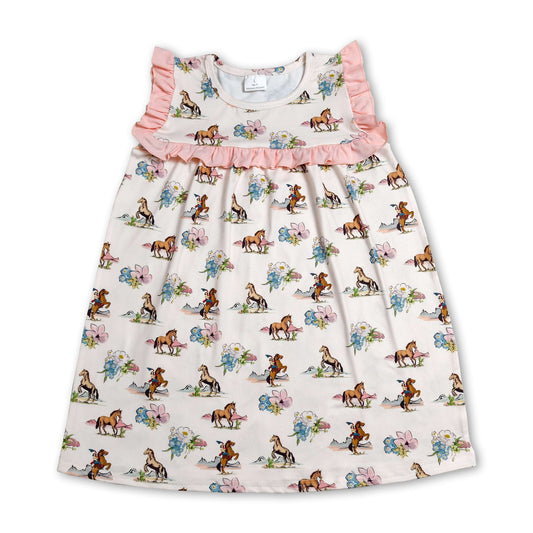 Ruffle horse rodeo baby girls western dresses