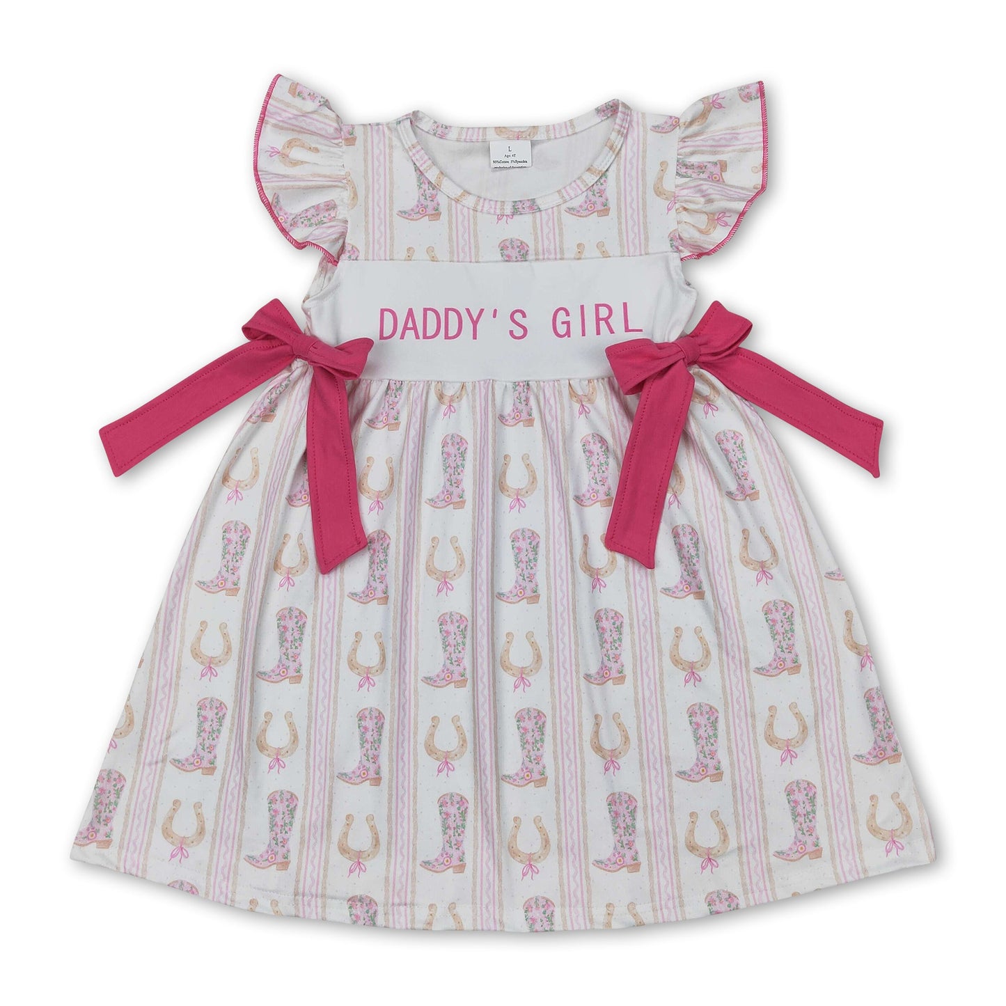 Flutter sleeves daddy's girl boots western kids dresses