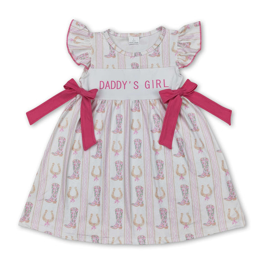 Flutter sleeves daddy's girl boots western kids dresses
