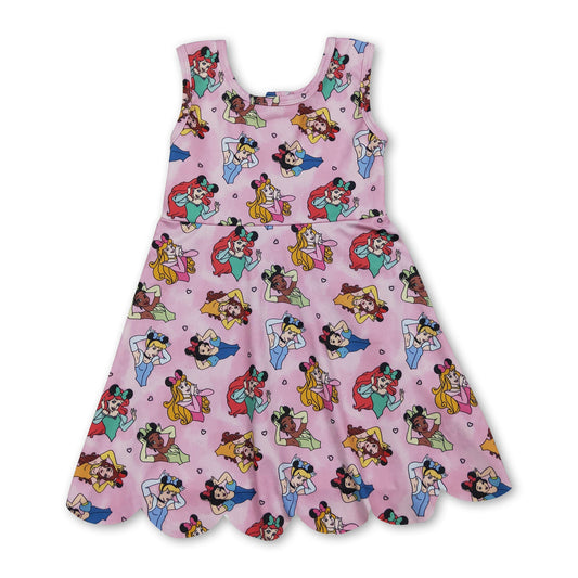 Sleeveless pink princess kids girls summer athletic dress