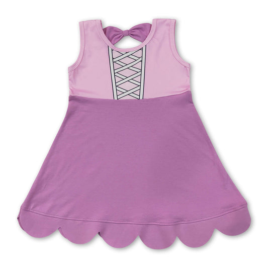 Sleeveless pink princess kids girls summer dress
