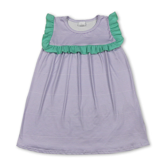 Sleeveless ruffle stripe baby girls summer dresses