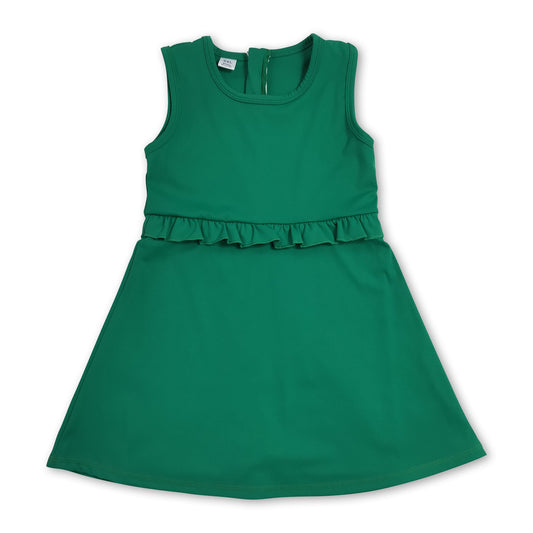 Sleeveless green ruffle kids girls summer athletic dress