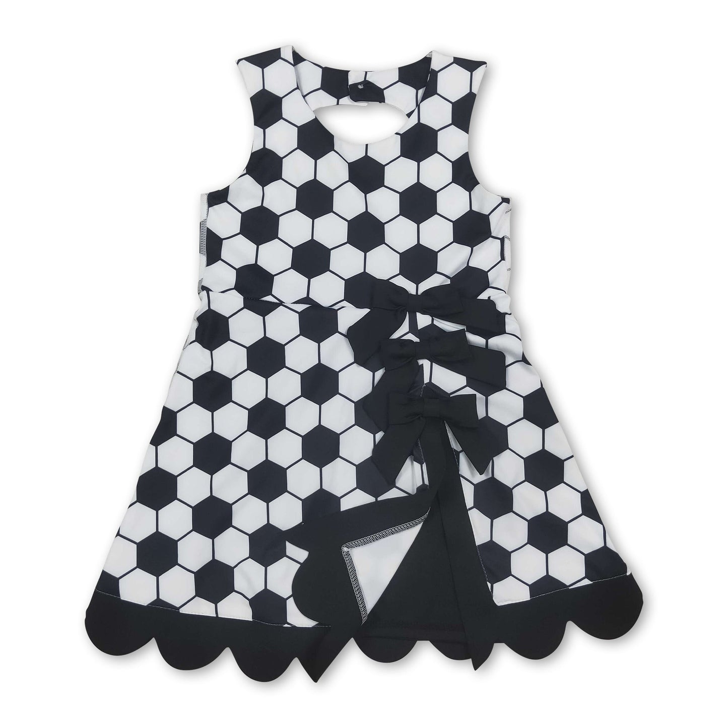Sleeveless soccer bow kids girls athletic dresses
