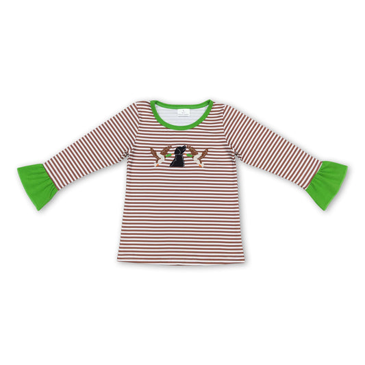 Brown stripe long sleeves duck dog girls hunting shirt